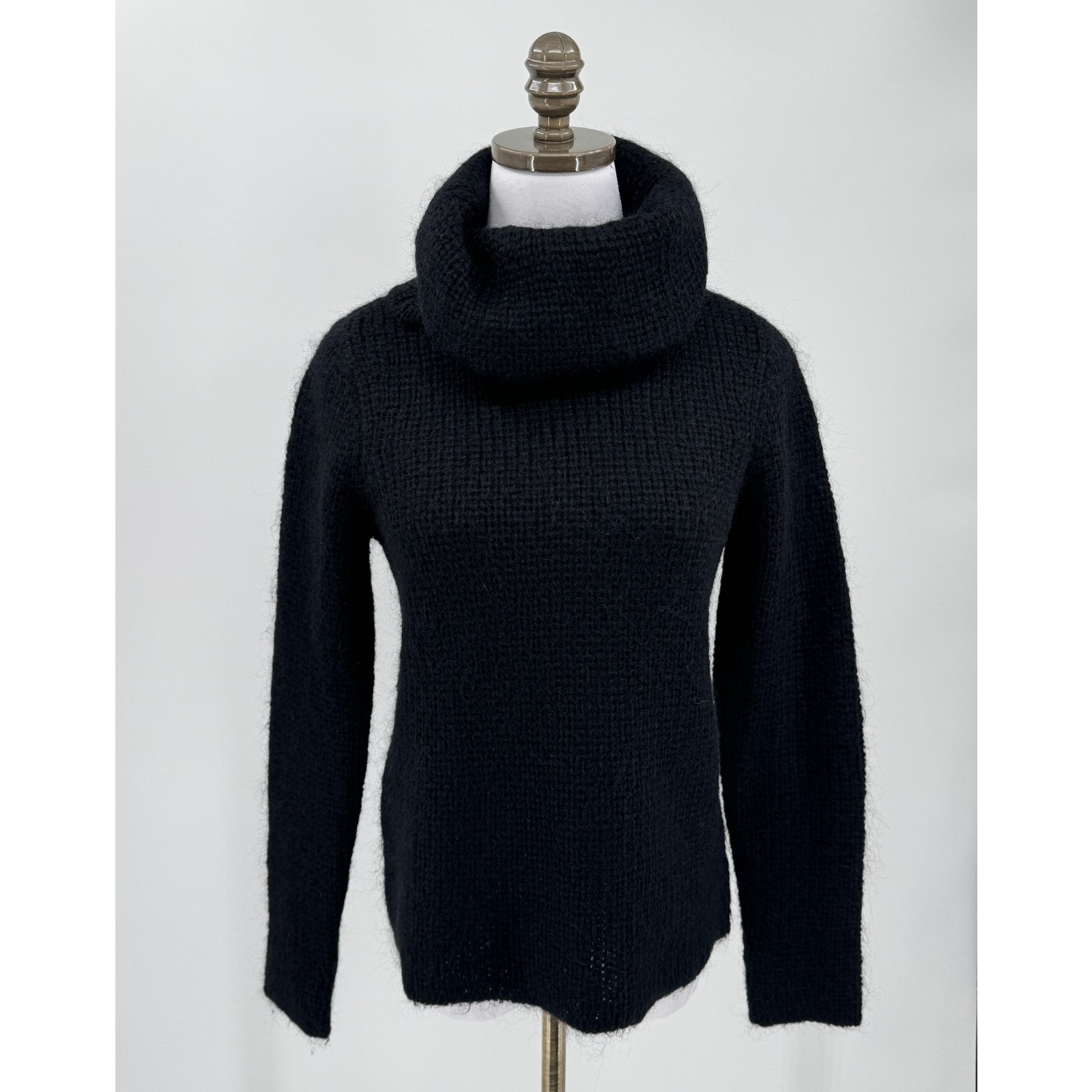 Lauren Ralph Lauren Womens Black Mohair Blend Cowl Neck Sweater Sz S